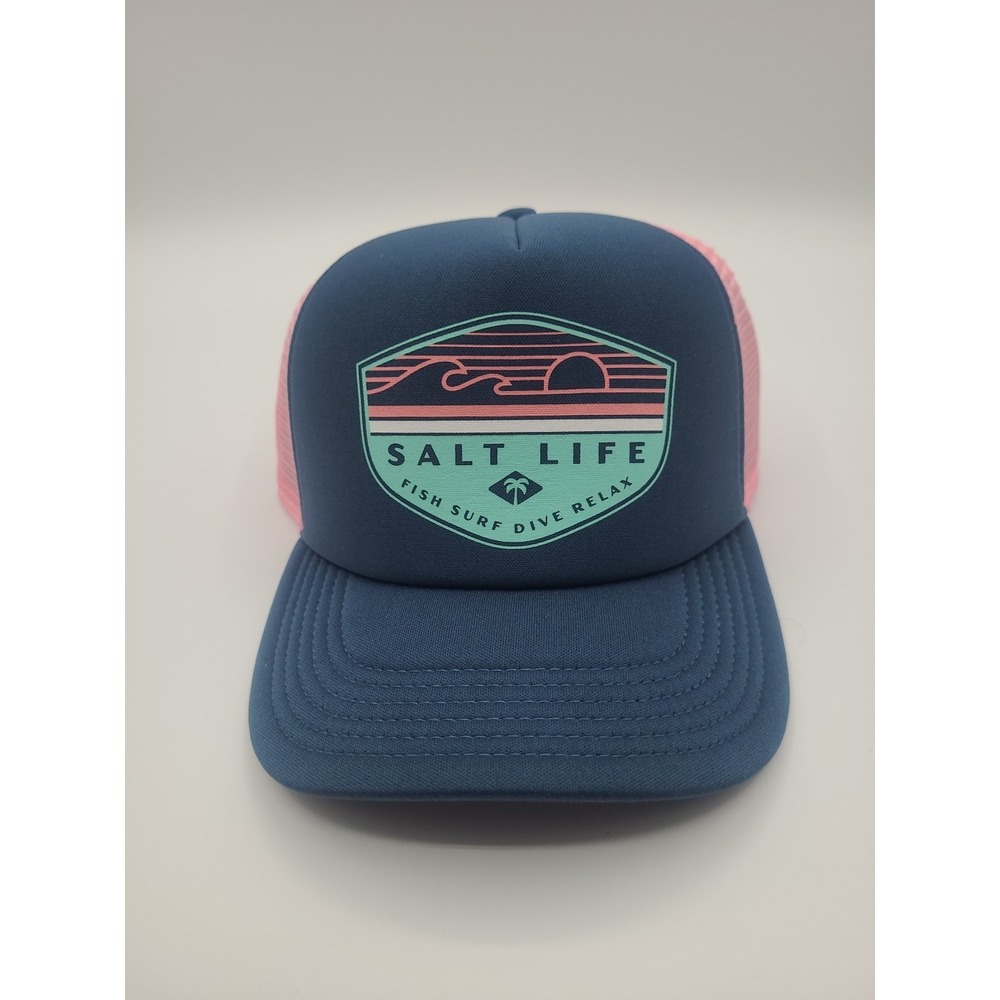 Salt Life Baseball Cap Hat Mesh Blue Pink Live Salty Snap Back Youth NEW